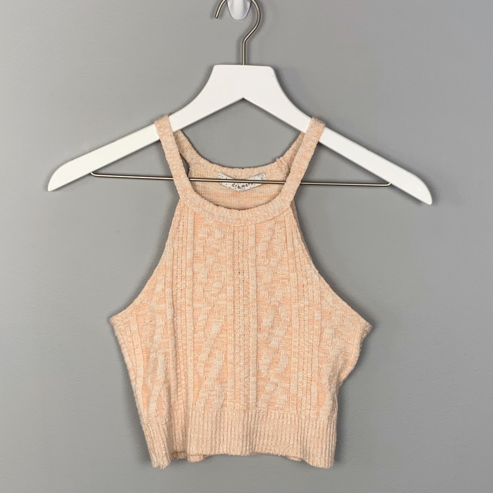 Dreamers Cable Knit Halter Pink/Orange Crop Top (Size Small)
